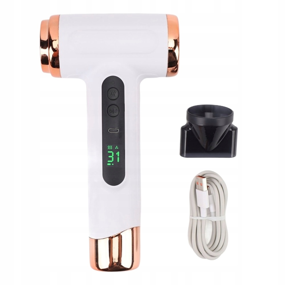 Bezdrátový vysoušeč vlasů 15000 mAh Přenosný akumulátor, bílý