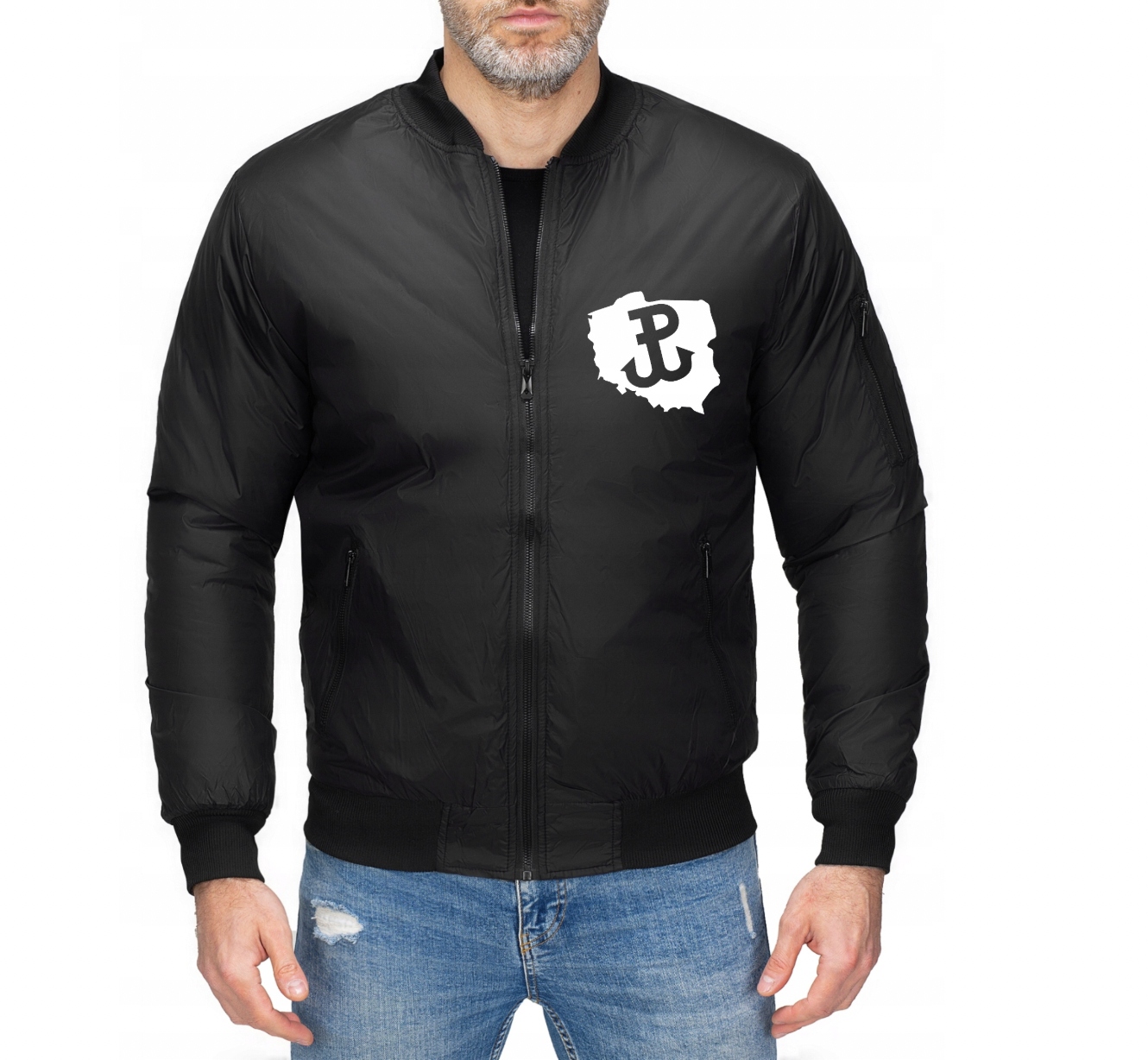 Pánská Bomber Bunda Bomber Přechodová Péřová Polská Bojující Černá XXL