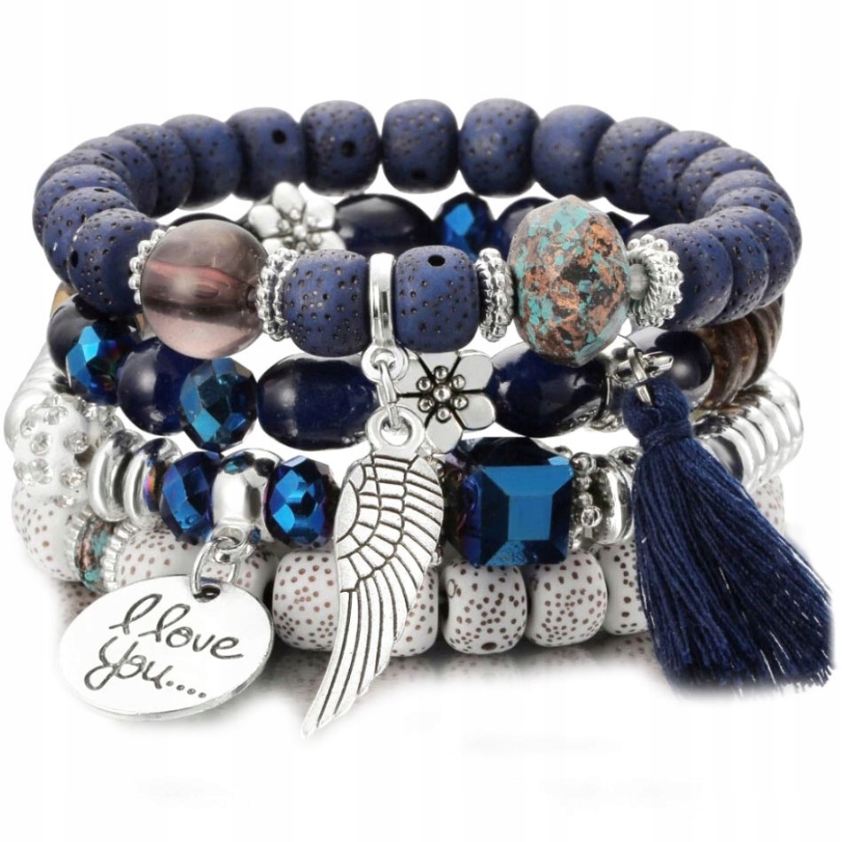 

Bransoletki koraliki Skrzydło chabrowa Zestaw