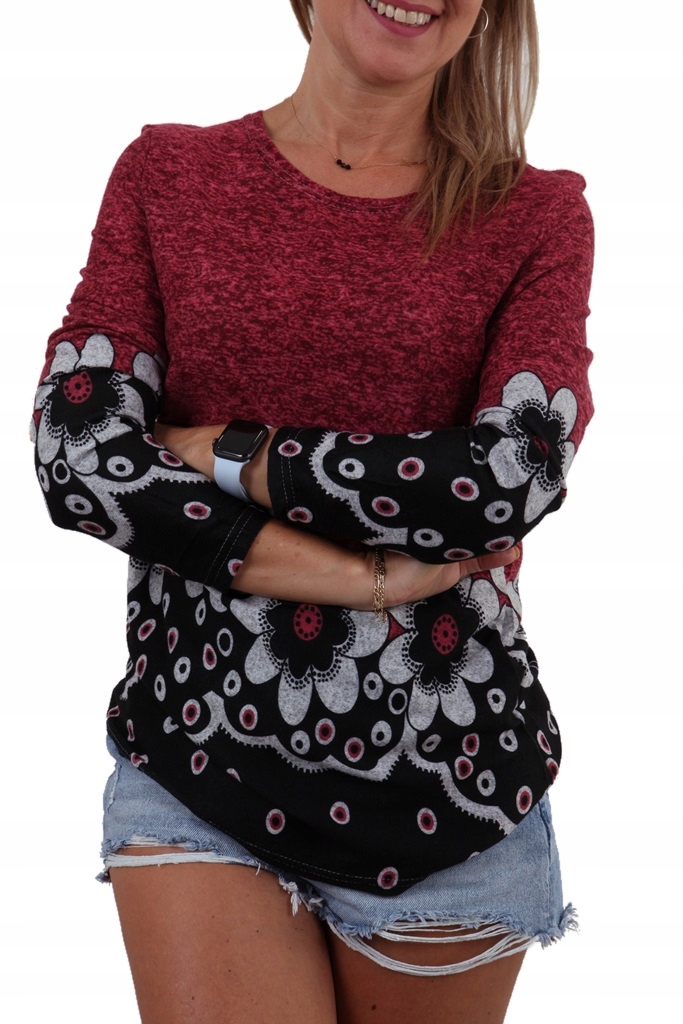

Lekki Sweterek Bluzka Dół Duże Kwiaty *4XL