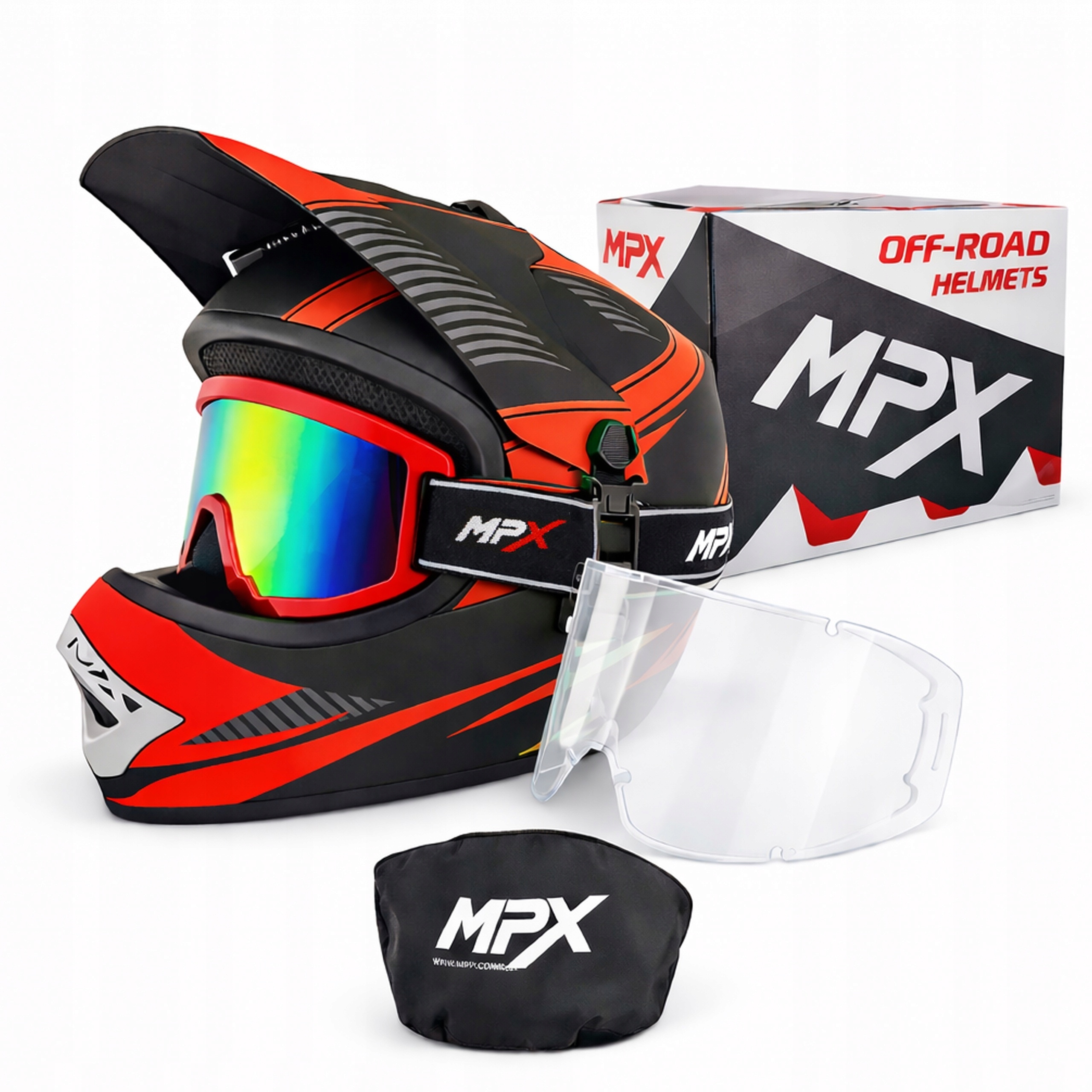 Kask rowerowy dziecięcy+Gogle Enduro Quad Bmx Cross Hulajnoga M 55-56 cm