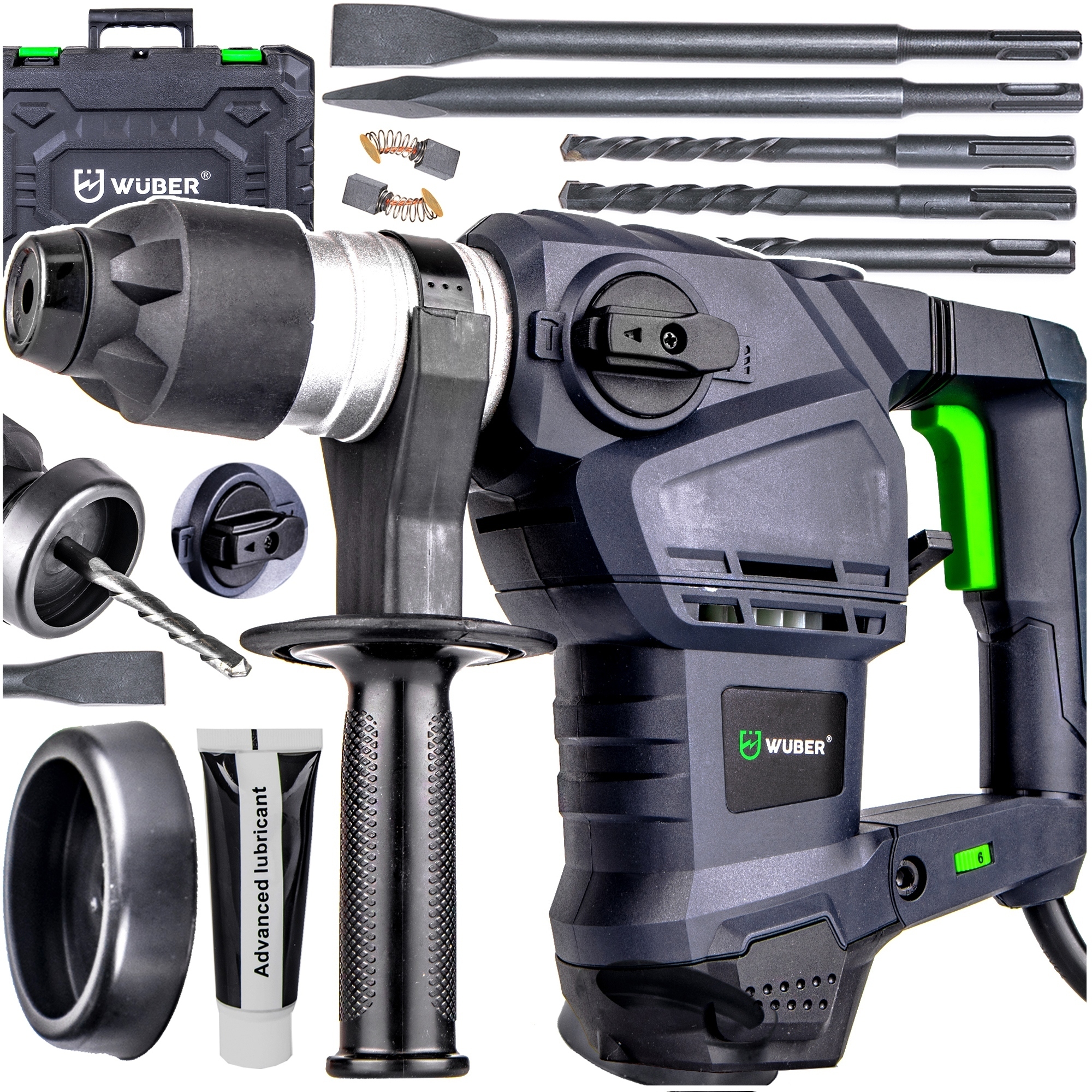 Młotowiertarka Udarowa Sds+ Młot Udarowy Mocny Wiertarka Zestaw XXL Wuber