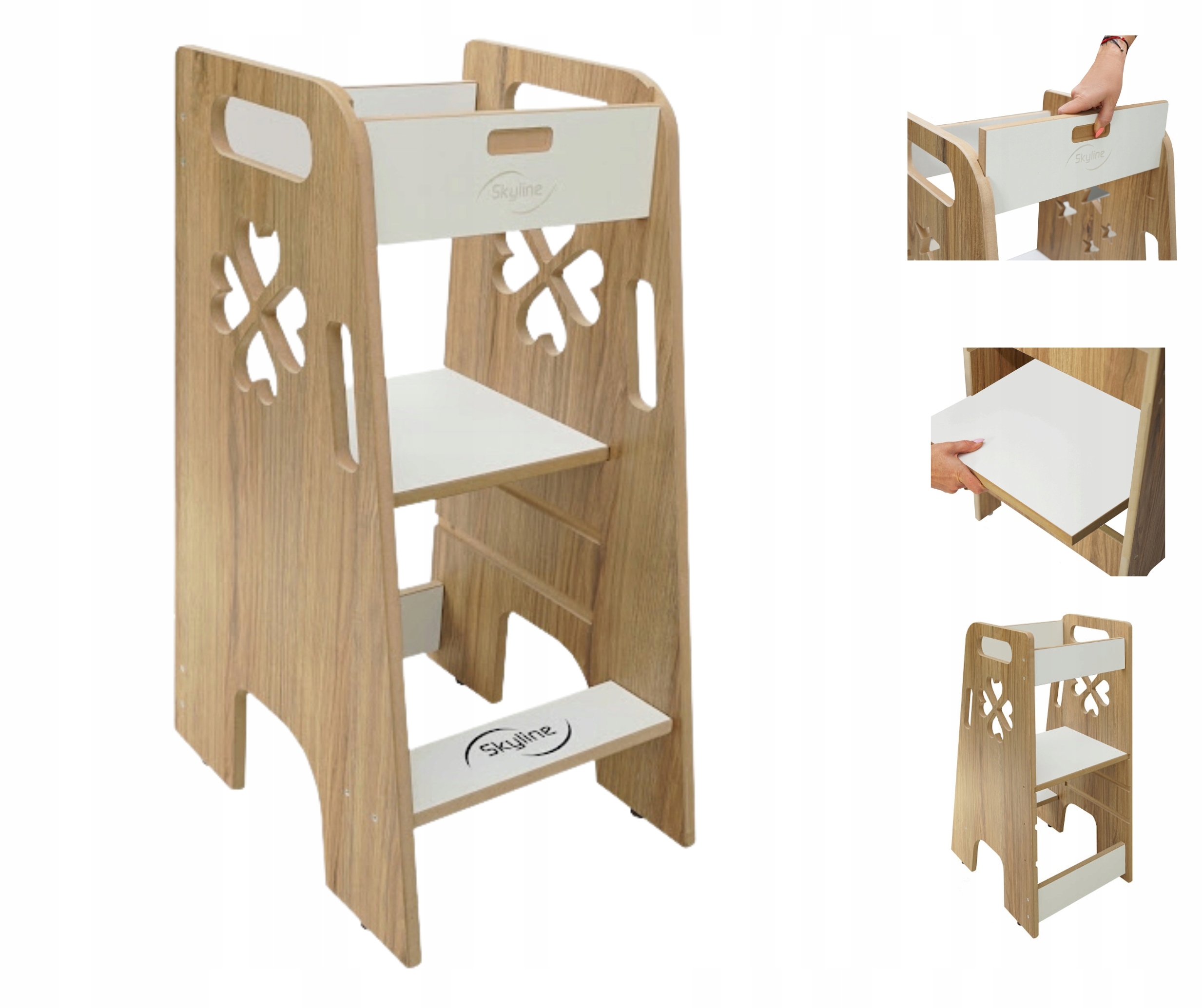 Učící Věž dřevo bílý Kitchen helper pro dítě 86 cm Montessori