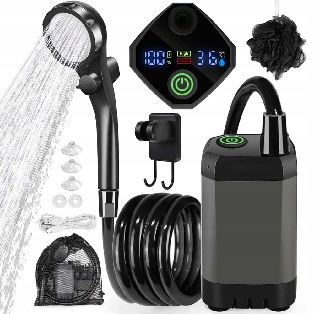 Mobilny Prysznic Kempingowy Turystyczny Przenośny Prysznic Zewnętrzny Led