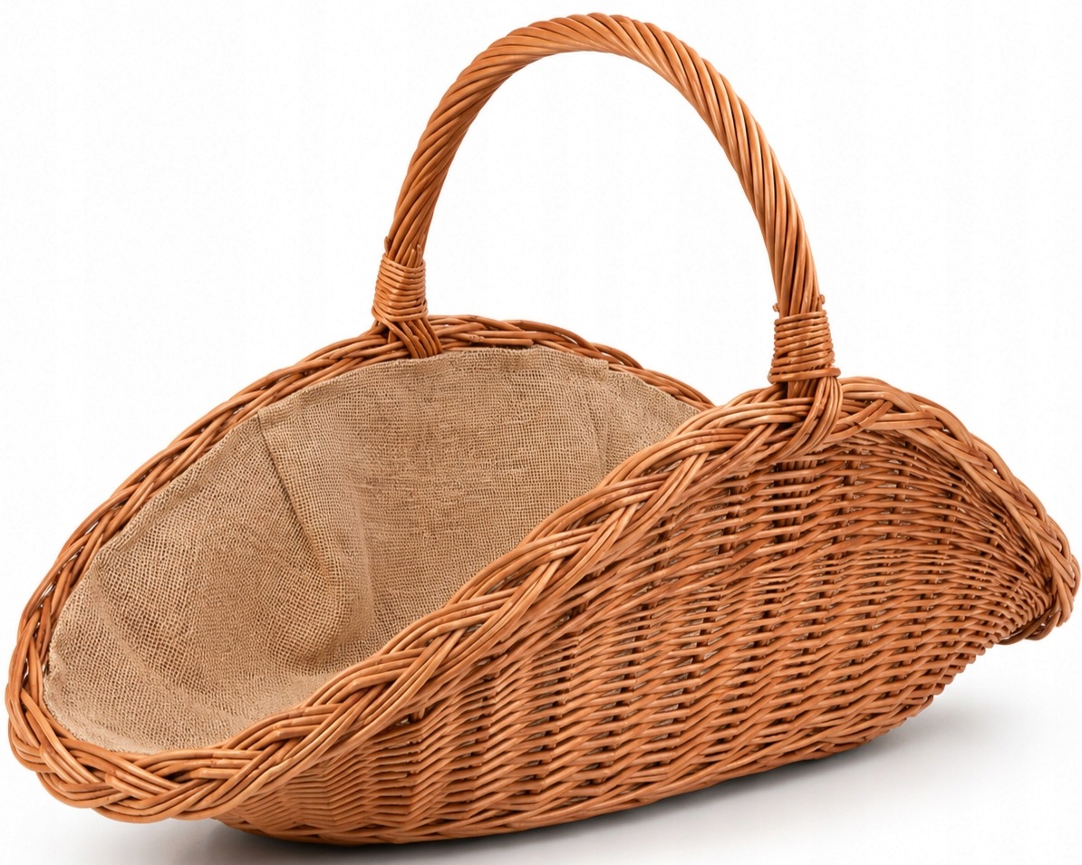 Koszyk wiklinowy kosz na drewno do kominka Drzewo Z Jutą XXL 72 cm