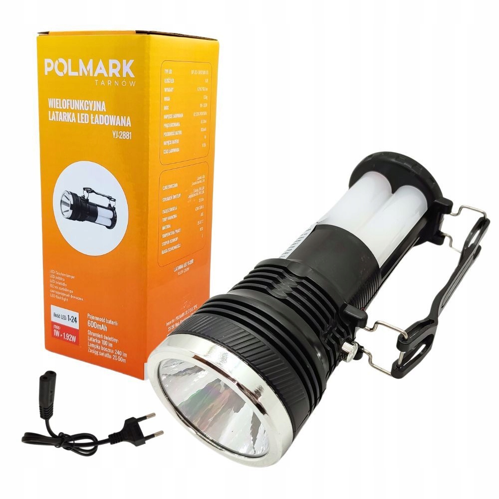 Latarka Led wielofunkcyjna akumulatorowa 1W+1,92W 17CM lampa robocza