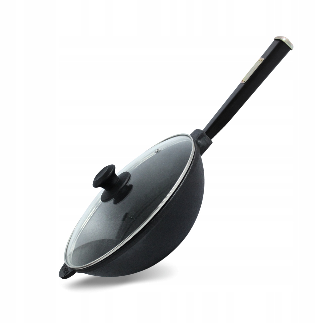 Patelnia żeliwna z drewnianym uchwytem WOK Black 240 x 76 ze szklaną
