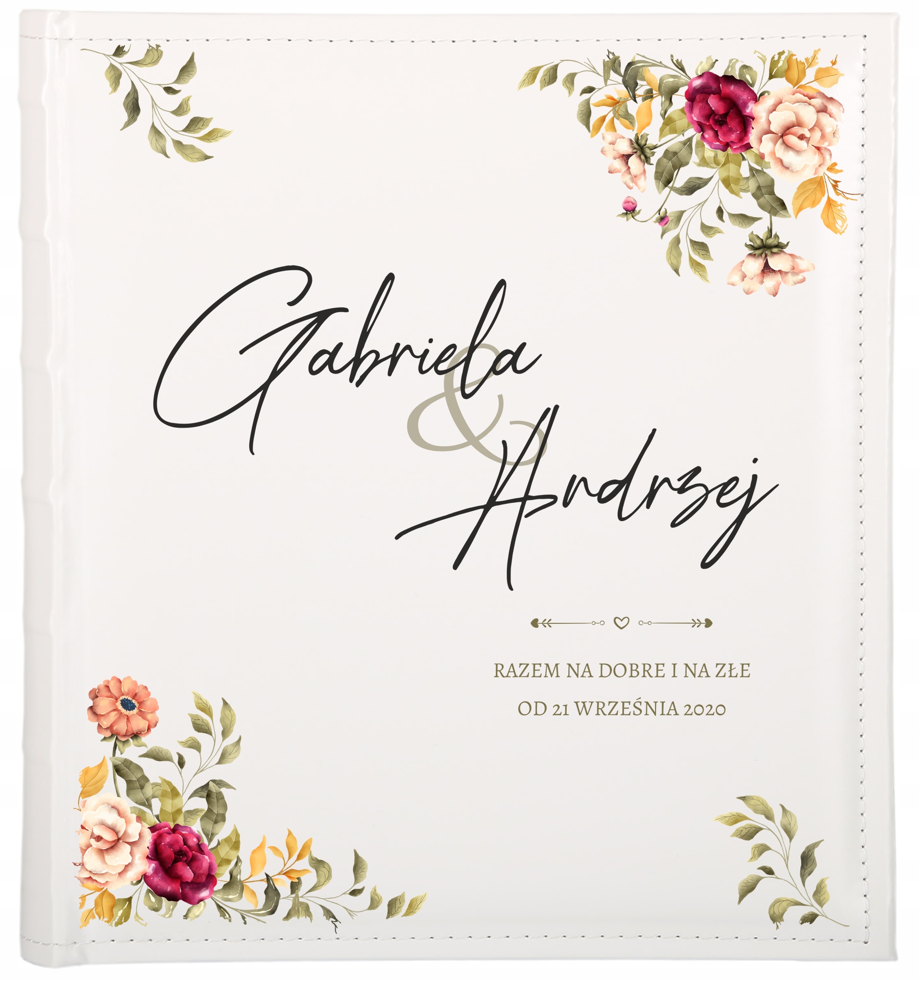 Duży album na zdjęcia ślubne 50 kart do wklejania zdjęć Nadruk ślubny