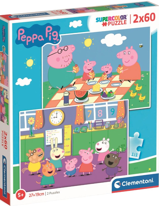 

Puzzle 2 x 60 El Świnka Peppa Pig Piknik Szkoła 5+