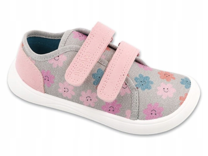 Befado trampki dziecięce na rzepy Barefoot 141X001 szerokie kwiatki r. 29
