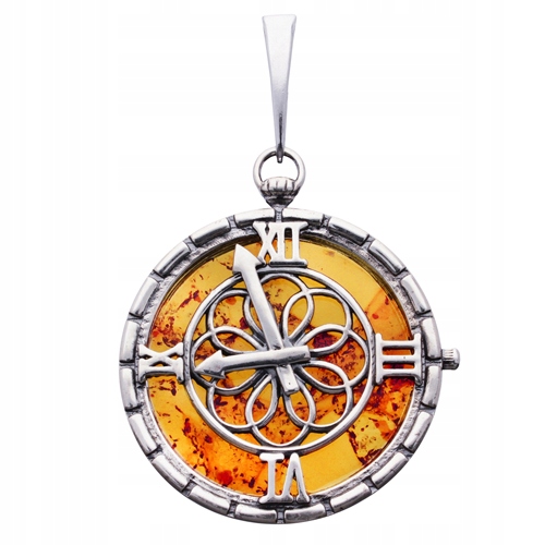 Hodiny přívěsek přívěsek Stříbro z Jantarového Baltského moře