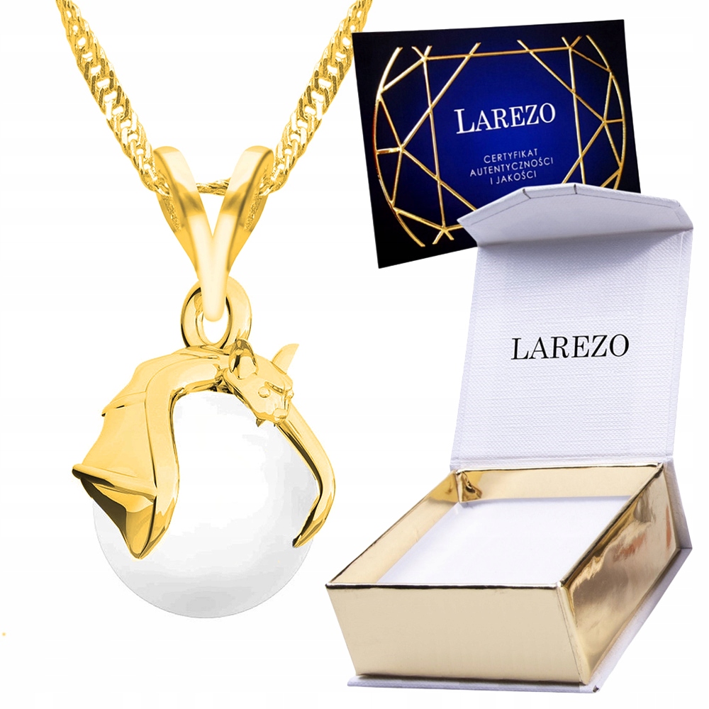 Zlatý náhrdelník s netopýrskou perličkou Netopýr Bílá perla Pozlacený 24K