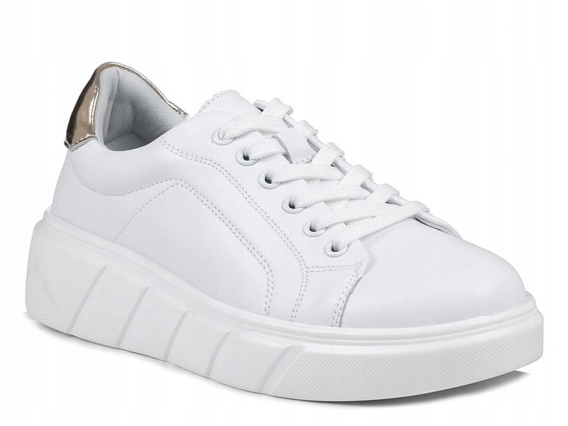 Buty damskie sneakersy skórzane na platformie białe Evento 6873 41