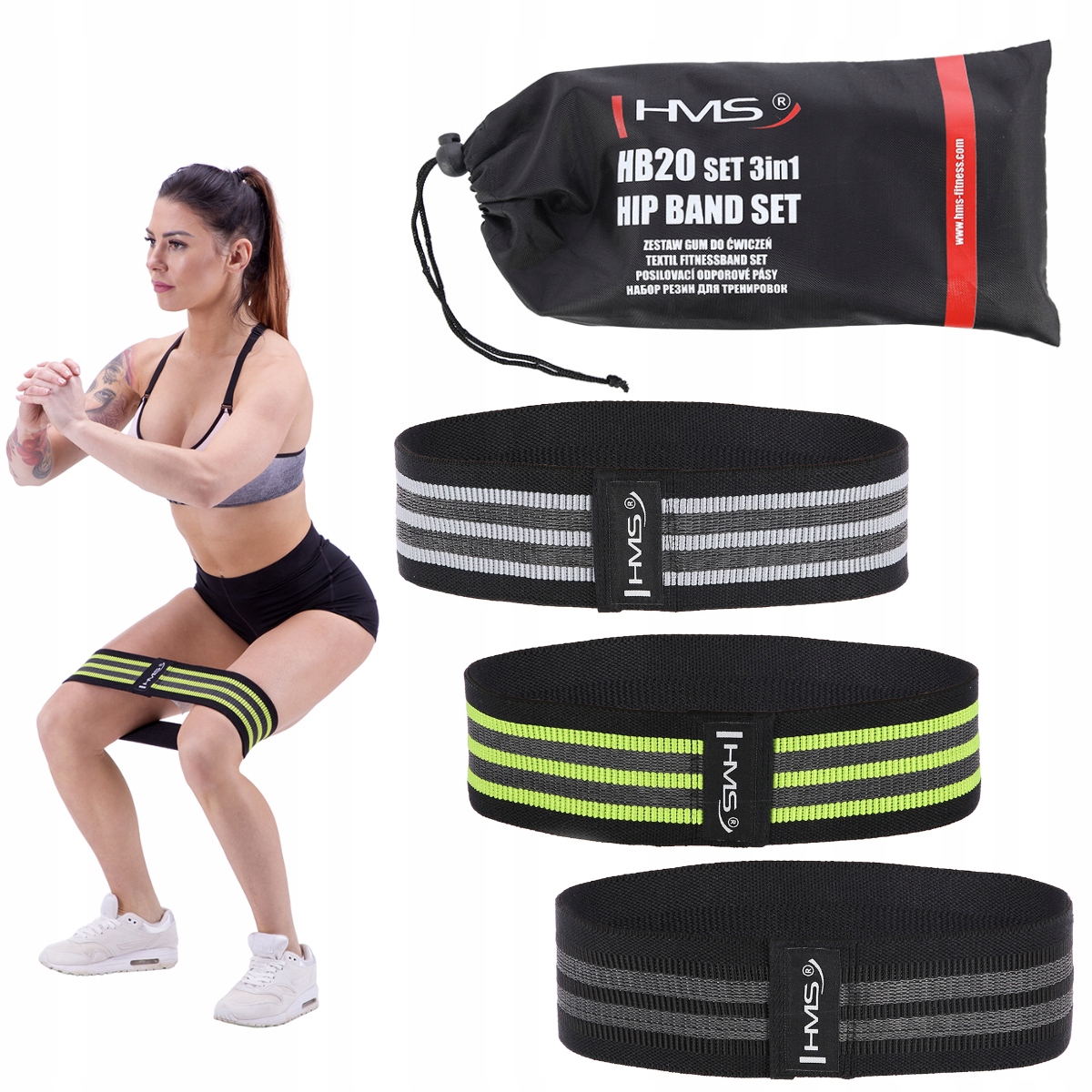 

Zestaw Taśm Materiałowych 3 Różne Gumy Hip Band