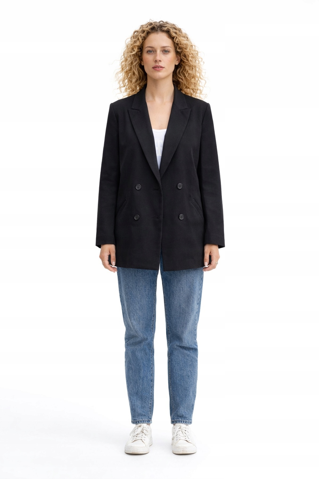 Dvouřadé Černé Sako S Klasickým Límcem S/m 1I3A