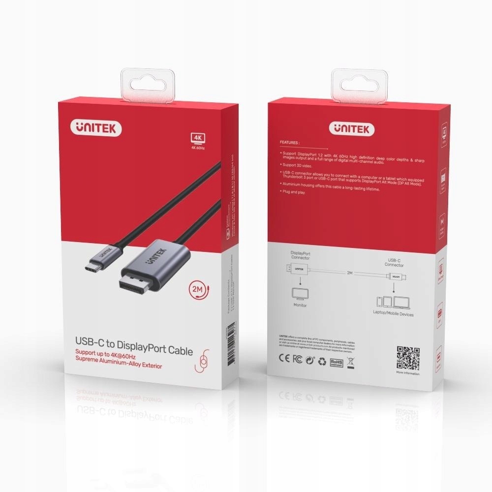 Unitek Adapter Usb-c Dp 1.2 4K@60HZ,1,8M, V1409A