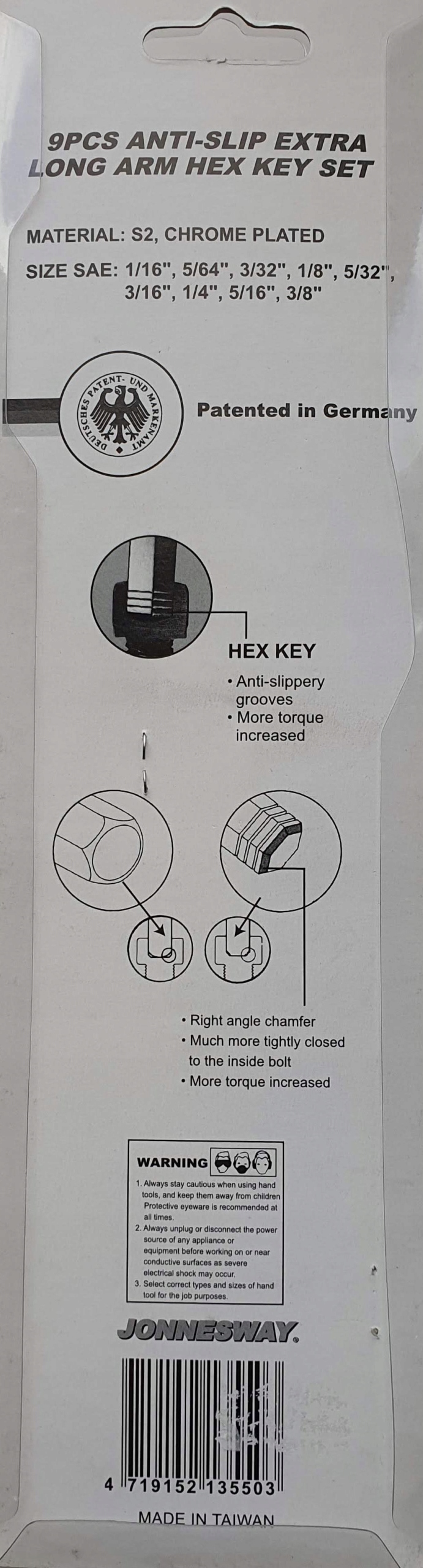 Imbusy, ampule bardzo długie- CALOWE Jonnesway Marka Jonnesway