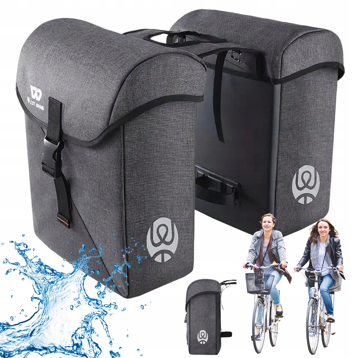 Cyklistická Brašna Na Nosič 35L Dvojitá 300D Voděodolná Taška