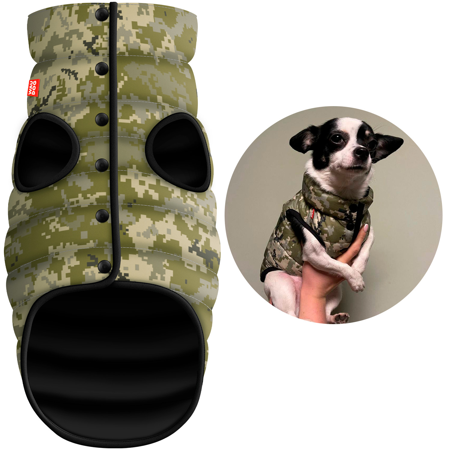 Levně Bunda pro psa, vícesezónní, teplá, vojenská, velikost Xs/s (S35)