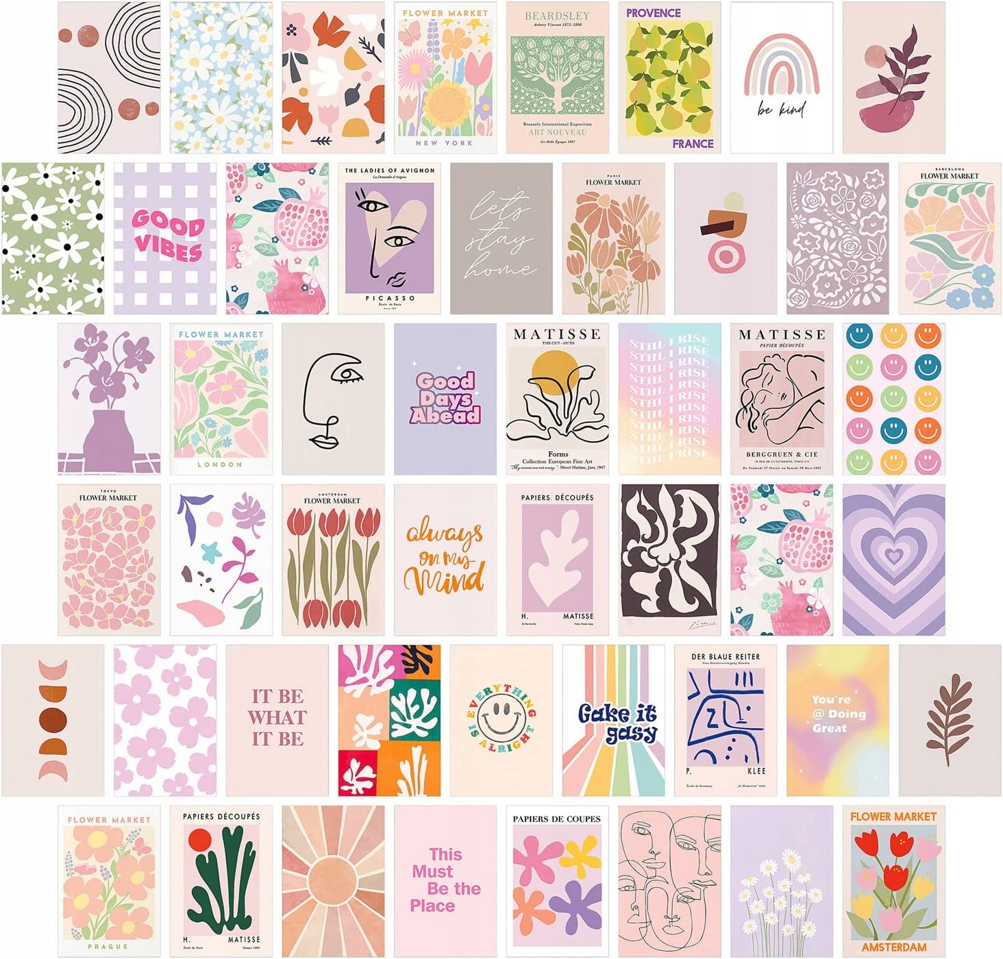 

Kolaż Ścienny Ozdoba Naklejki Vintage Zestaw Boho