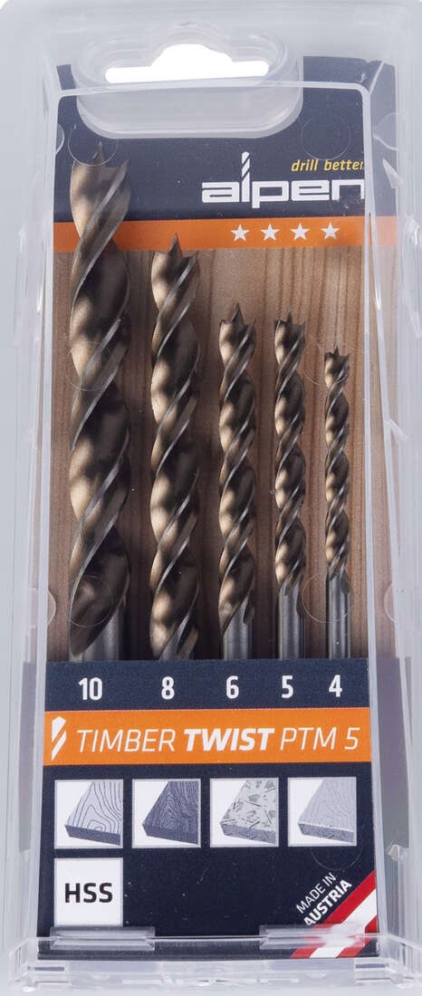wiertła do drewna 4-10mm, Alpen [0067100005100]