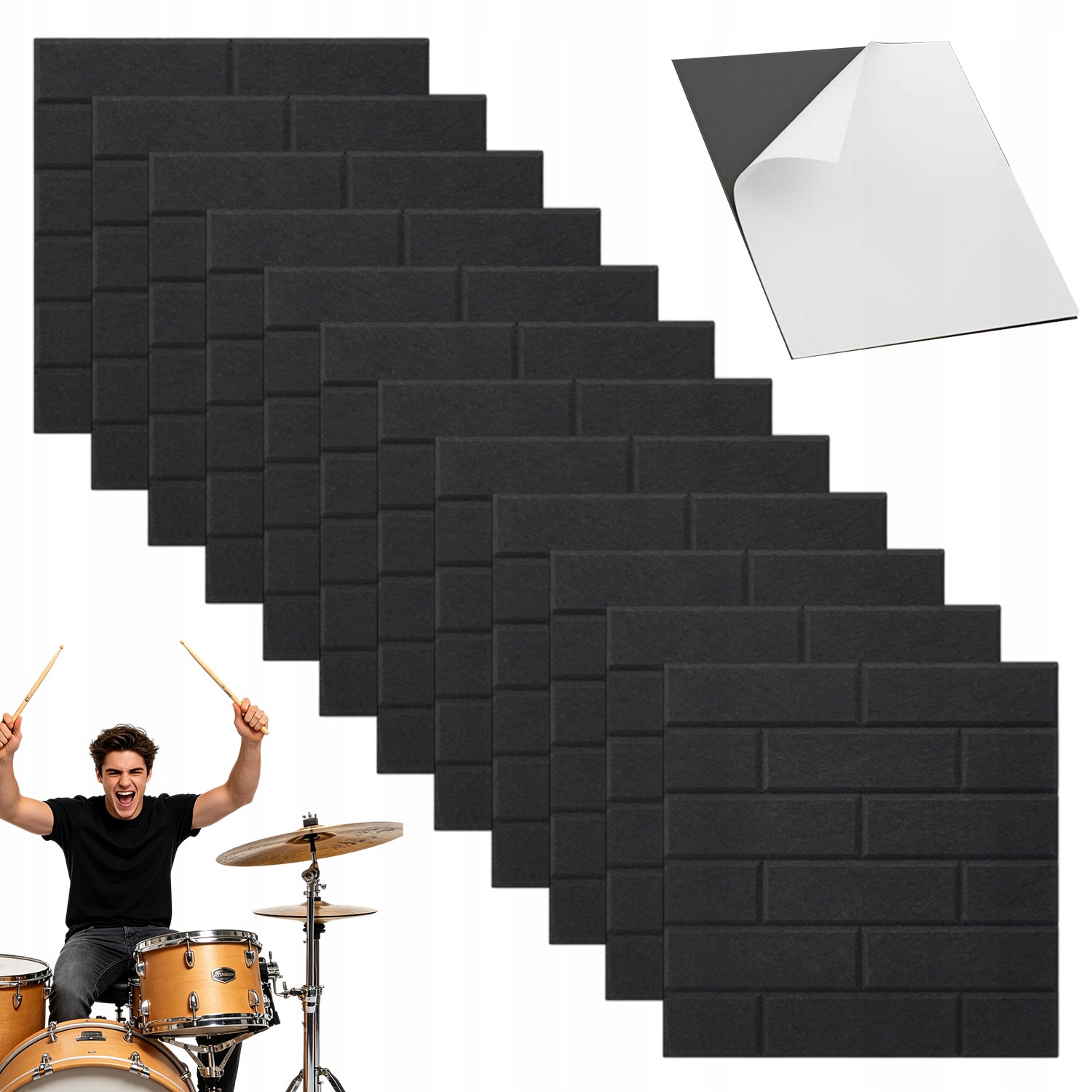 12 x Akustická Odhlučňovací Pěna Samolepicí 30X30 CM