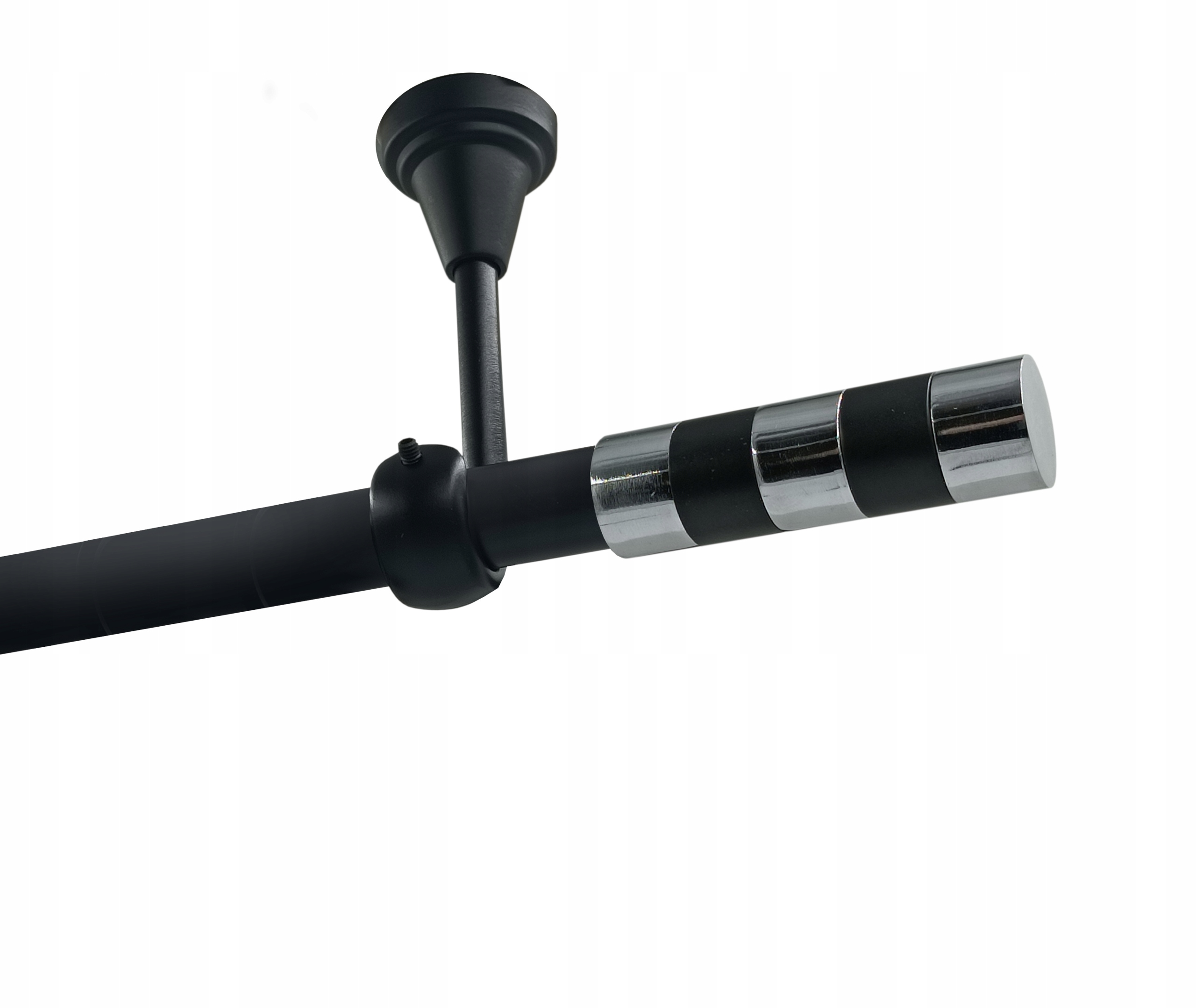 Jednoduchá garnýž Metal Strop 19mm Černý Mat 400cm Válec Chrom Bez Koleček