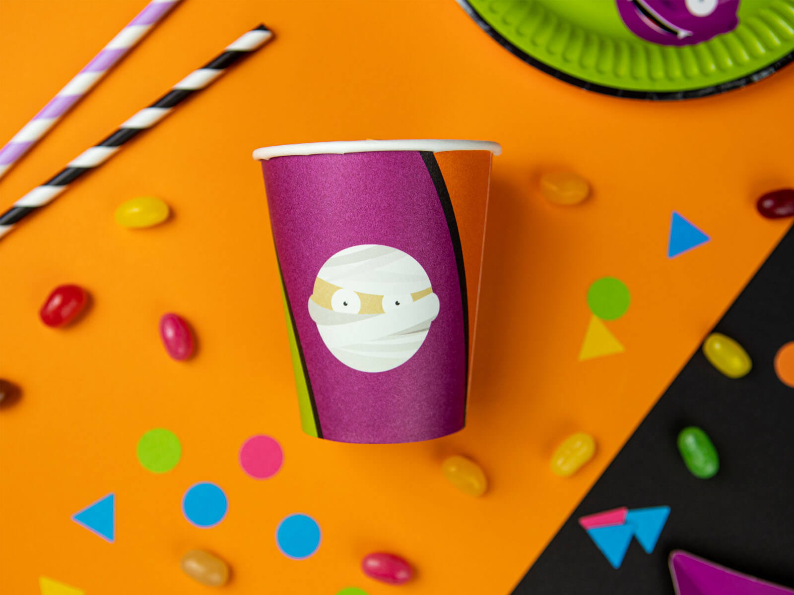 Kubeczki papierowe na Halloween dla dzieci 250ml Potworki 6szt Congee Marka Congee