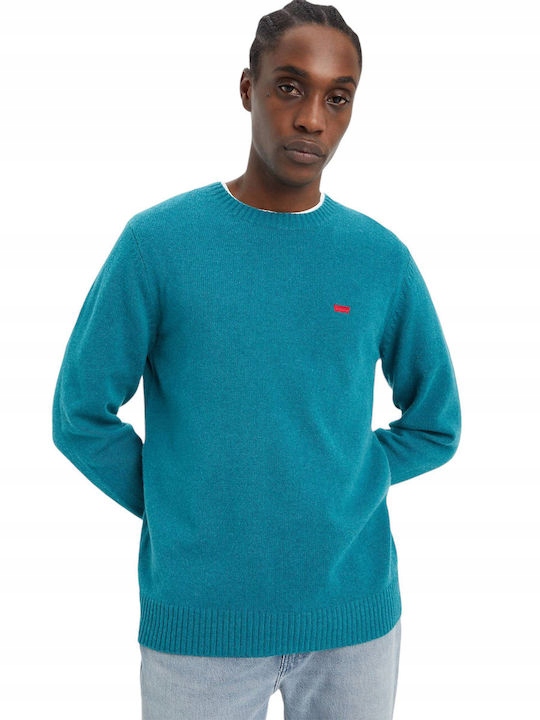 Levi's Pánský Vlněný Svetr Hladký Modrý Kulatý Výstřih M Xta