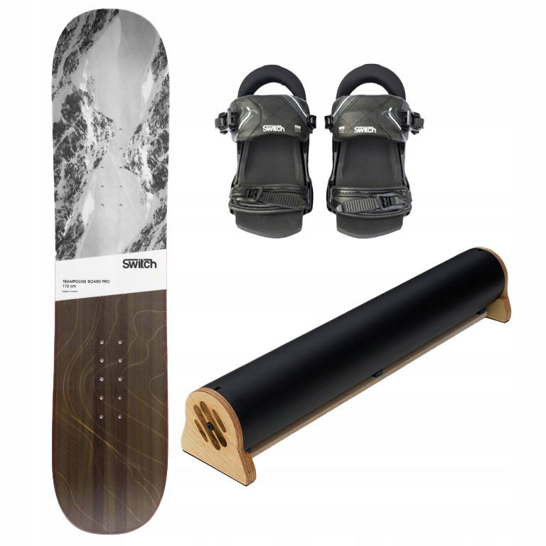 Tréninková trampolínová snowboardová deska 110M Switch+Vázání+Jibbing bar