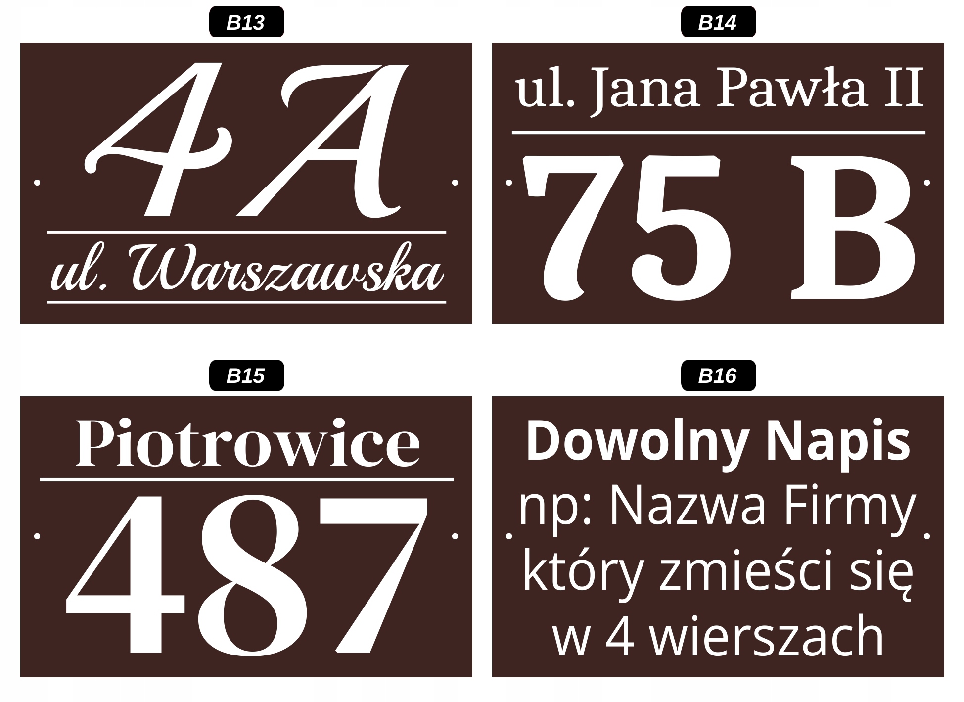 Tabliczka Adresowa BRĄZ MAT Duża - METALOWA - UV Materiał inny materiał