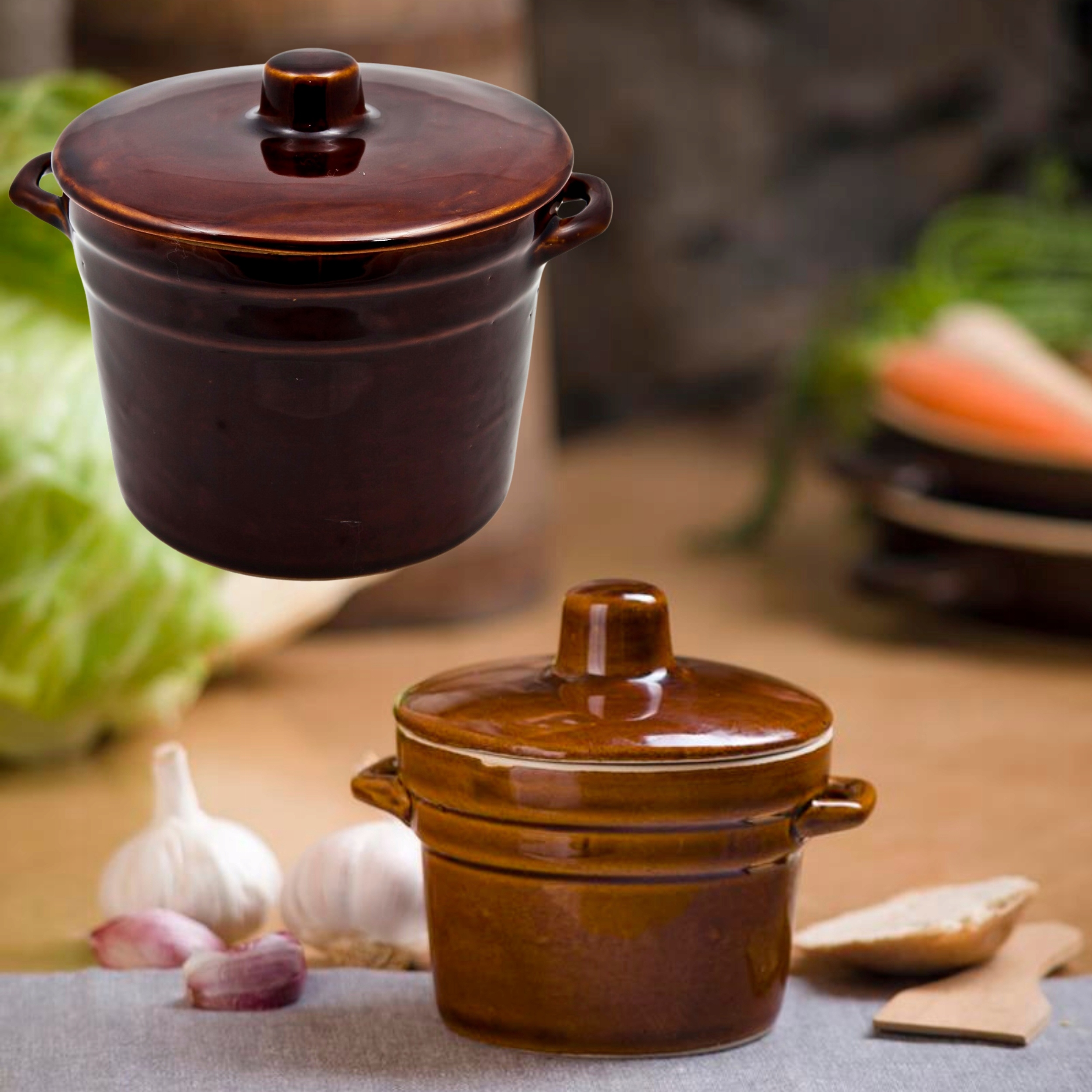 GARNEK KAMIONKOWY NA SMALEC MIĘSO SAŁATKĘ ZUPĘ OGÓRKI Z POKRYWKĄ 6L GAR Kolor brązowy