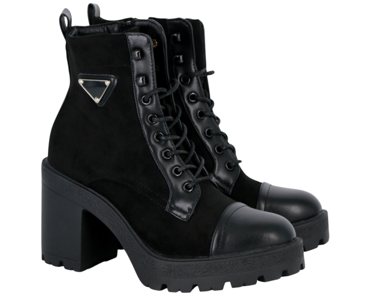 Kotníkové Boty Na Podpatku Šněrovací Dámské Boty Černé Zateplené Kožešinou 40