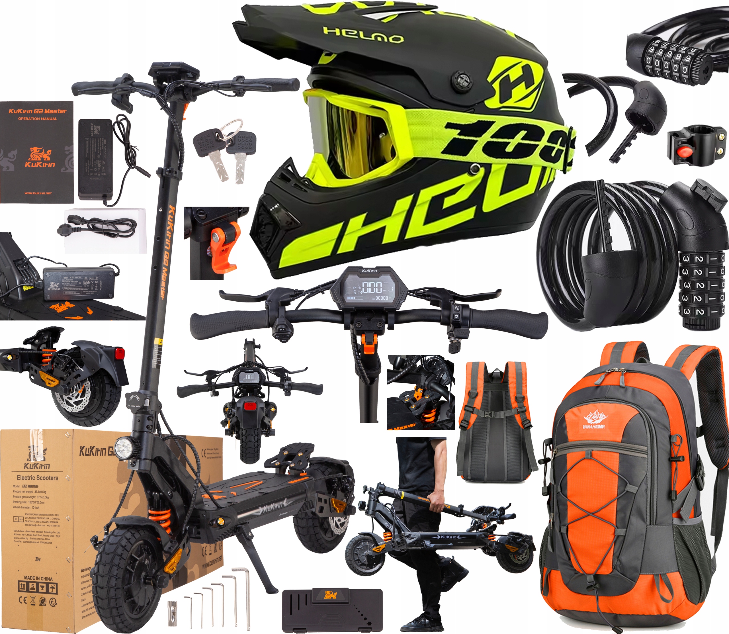 2026 KuKirin G2 Master 2000W 52V 20,8AH 60KM/H 70KM 10" Terénní Dárek