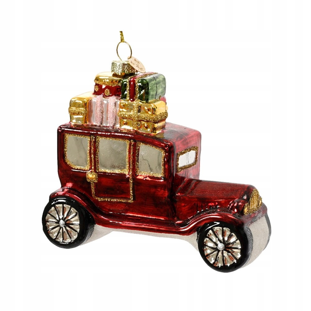 Retro auto 11.7x5.5x10.5 cm skleněný vánoční přívěsek