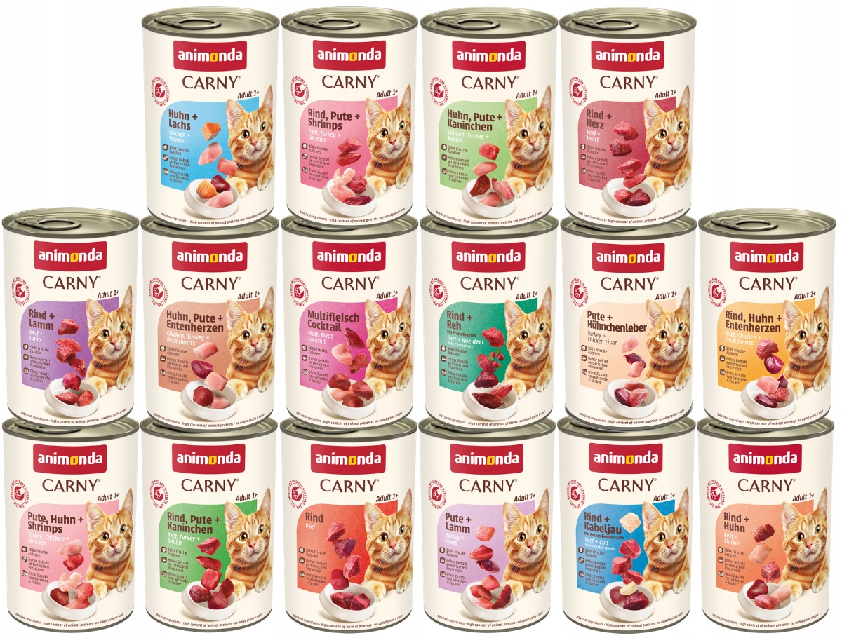 Animonda Carny puszka Zestaw 16x400g – MIX podstawowych smaków