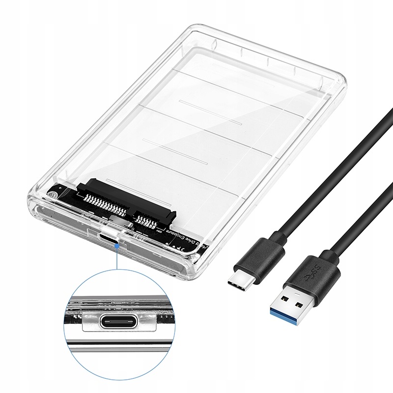 

Obudowa Dysku Sata 2,5″ Usb-c Przezroczysta 3.0