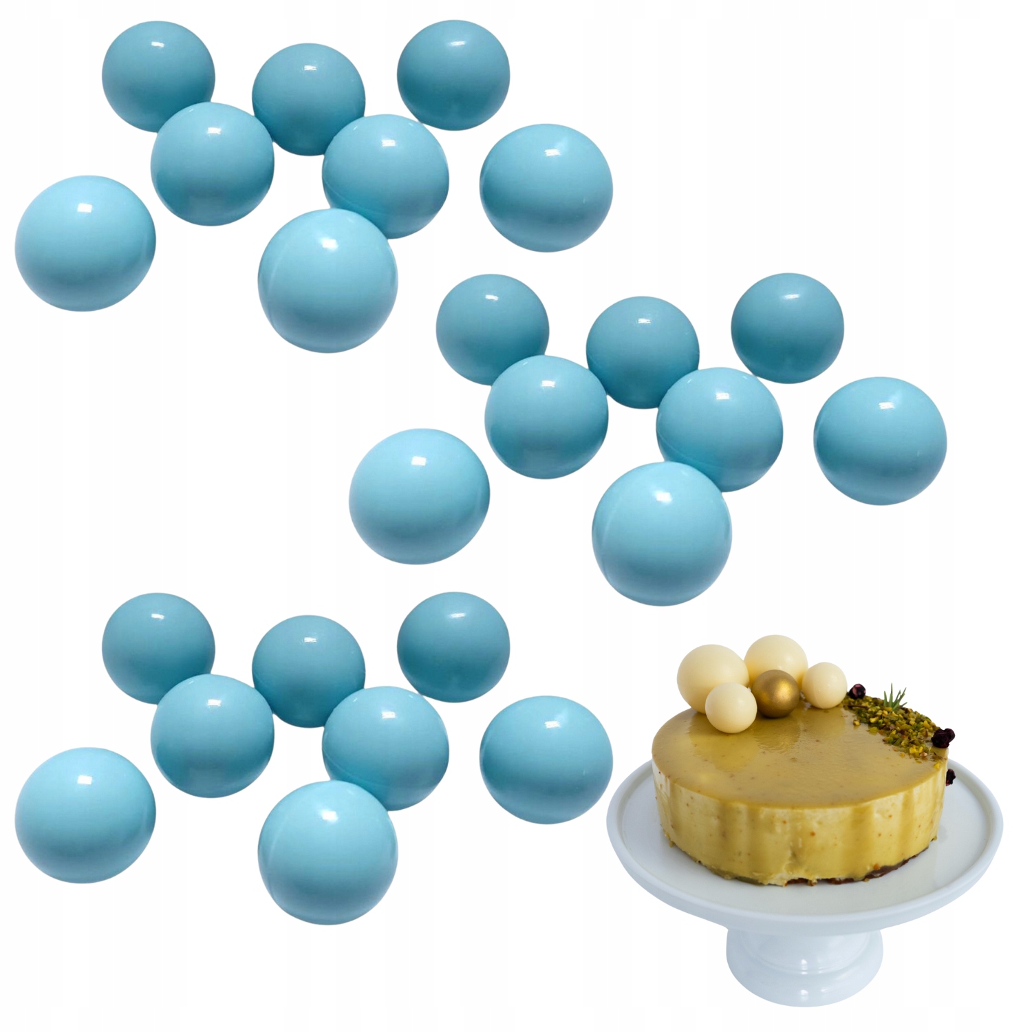 Mini Kule Czekoladowe Niebieskie 60 Szt 3 CM Dekoracje Na Tort