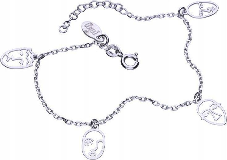 Stříbrný náramek 925 s ažurovými tvářemi 2,13 g s přívěsky, módní vzor