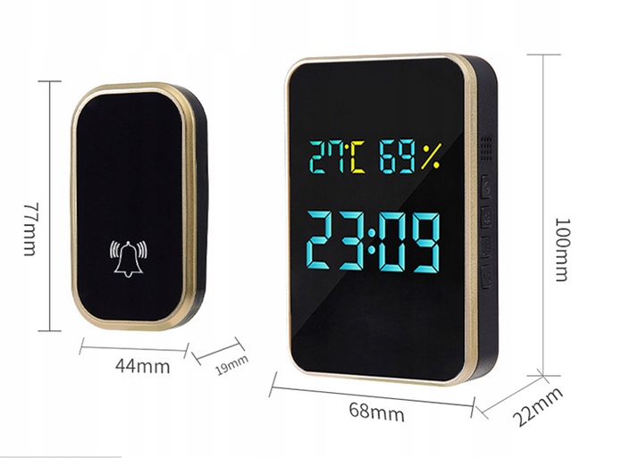 DZWONEK BEZPRZEWODOWY BEZBATERYJNY DO DRZWI FURTKI TEMPERATURA ZEWNĘTRZNY Marka Spreest