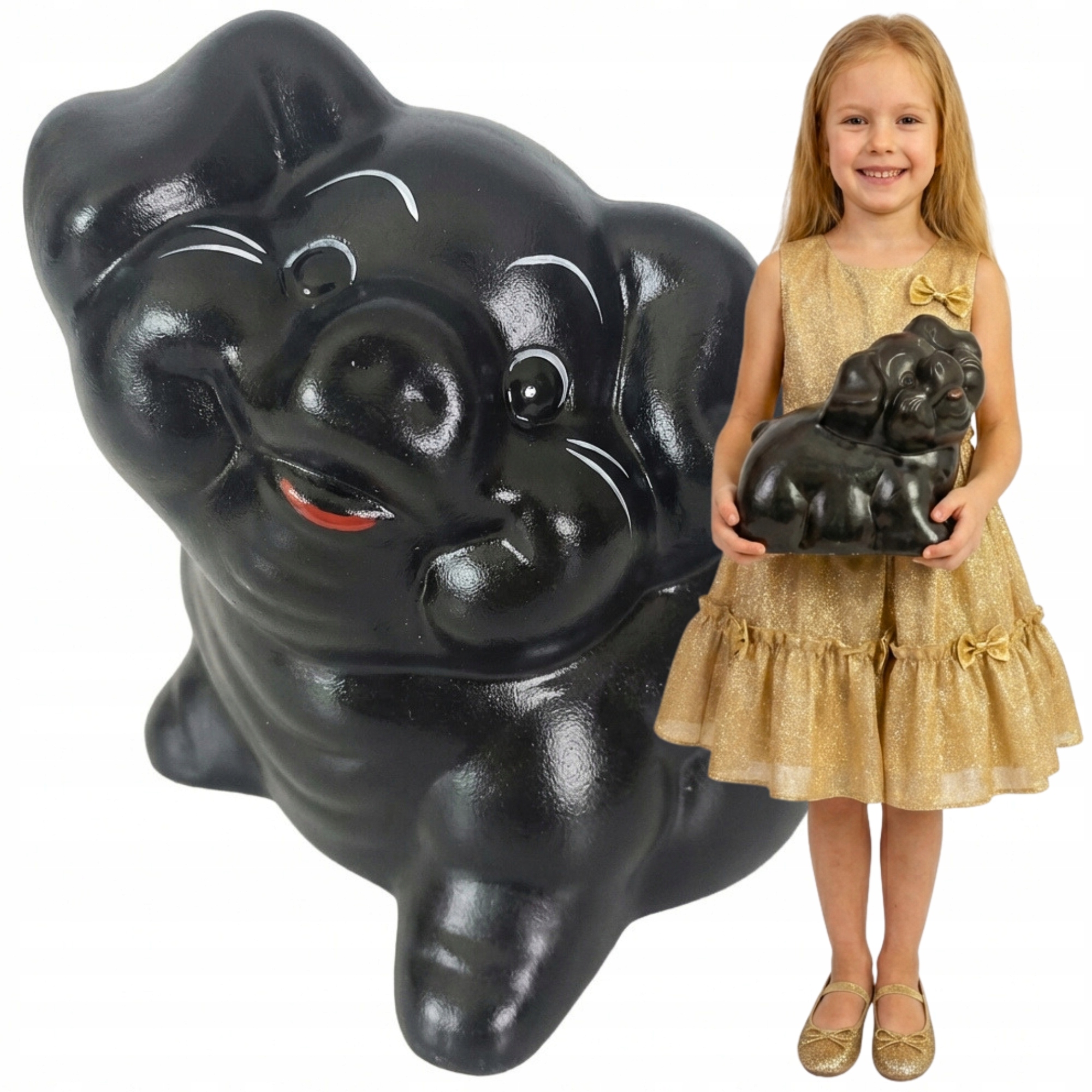 Černá pokladnička prasátko Velké XXL prostorná Keramická k rozbití Dárek