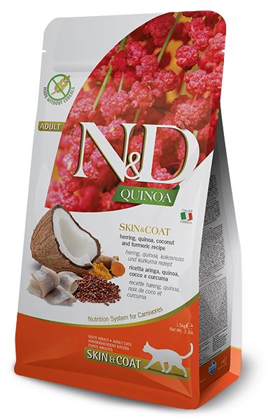 Suché krmivo pro kočky Farmina N&d Cat Quinoa sleď,kokos,kurkuma adult 1,5 kg