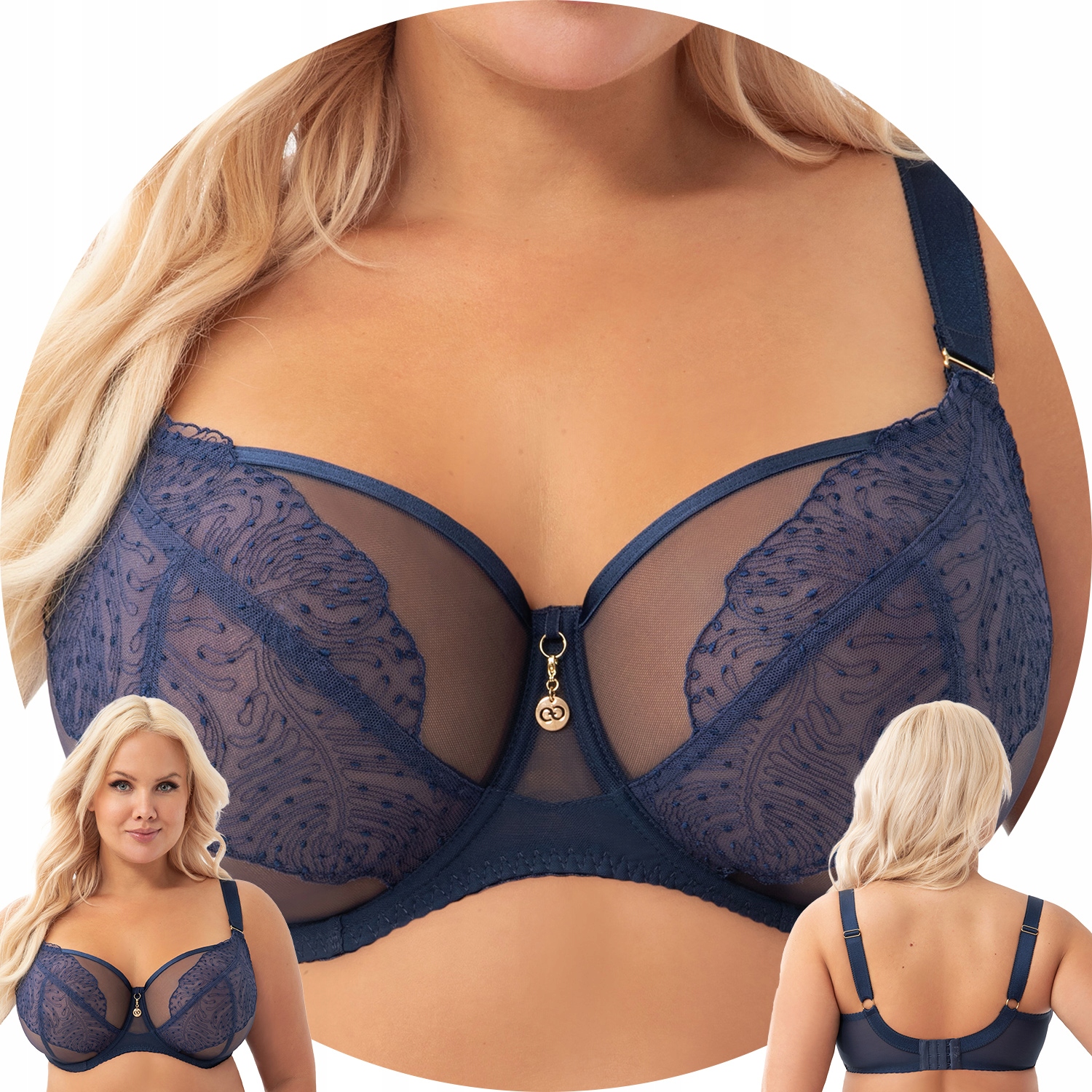 Gorsenia K910 Narcisa modrá krajka tyl soft Podprsenka 85L Měkká