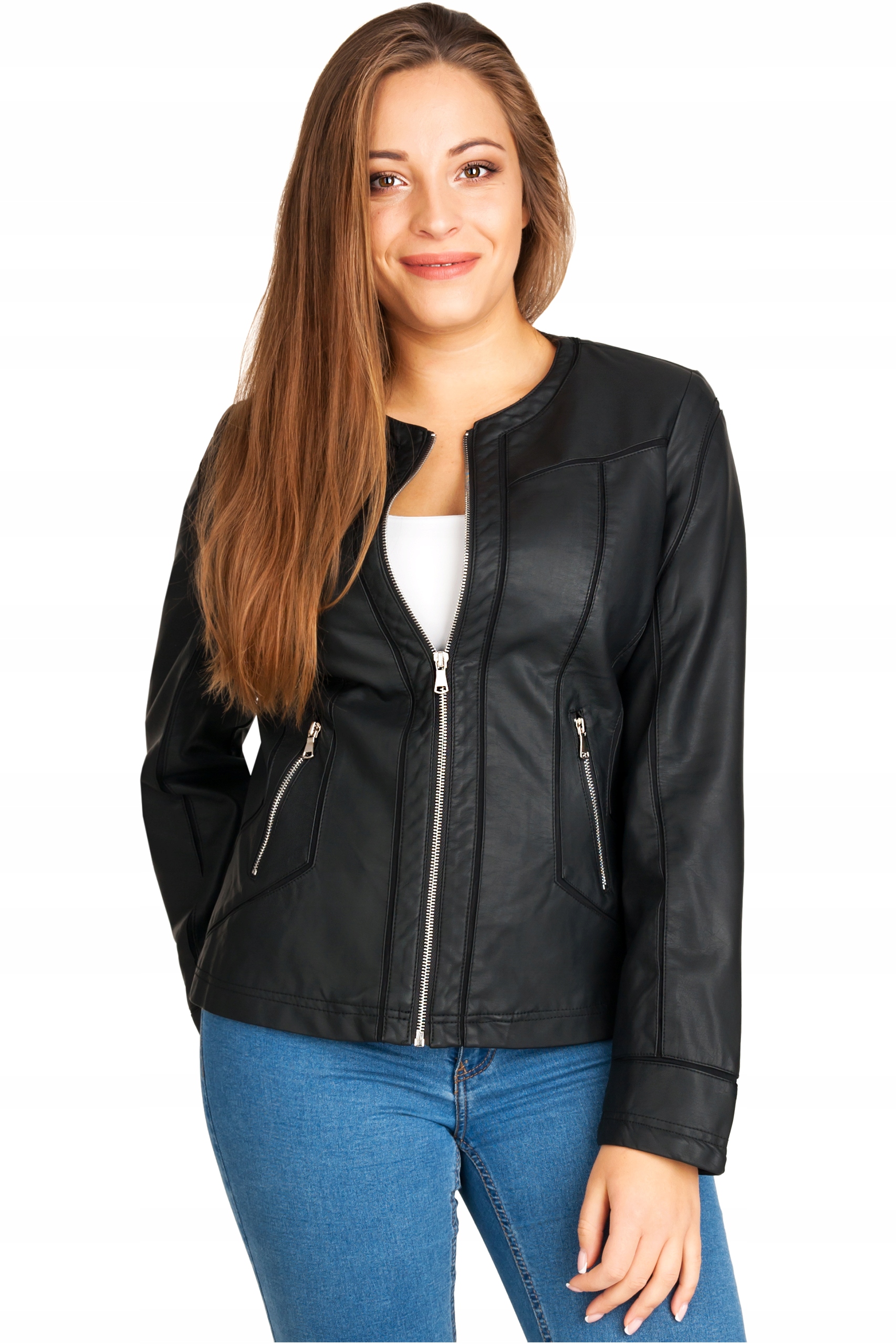 KURTKA DAMSKA SKÓRZANA RAMONESKA PRZEJŚCIOWA SKÓRA Materiał dominujący skóra ekologiczna