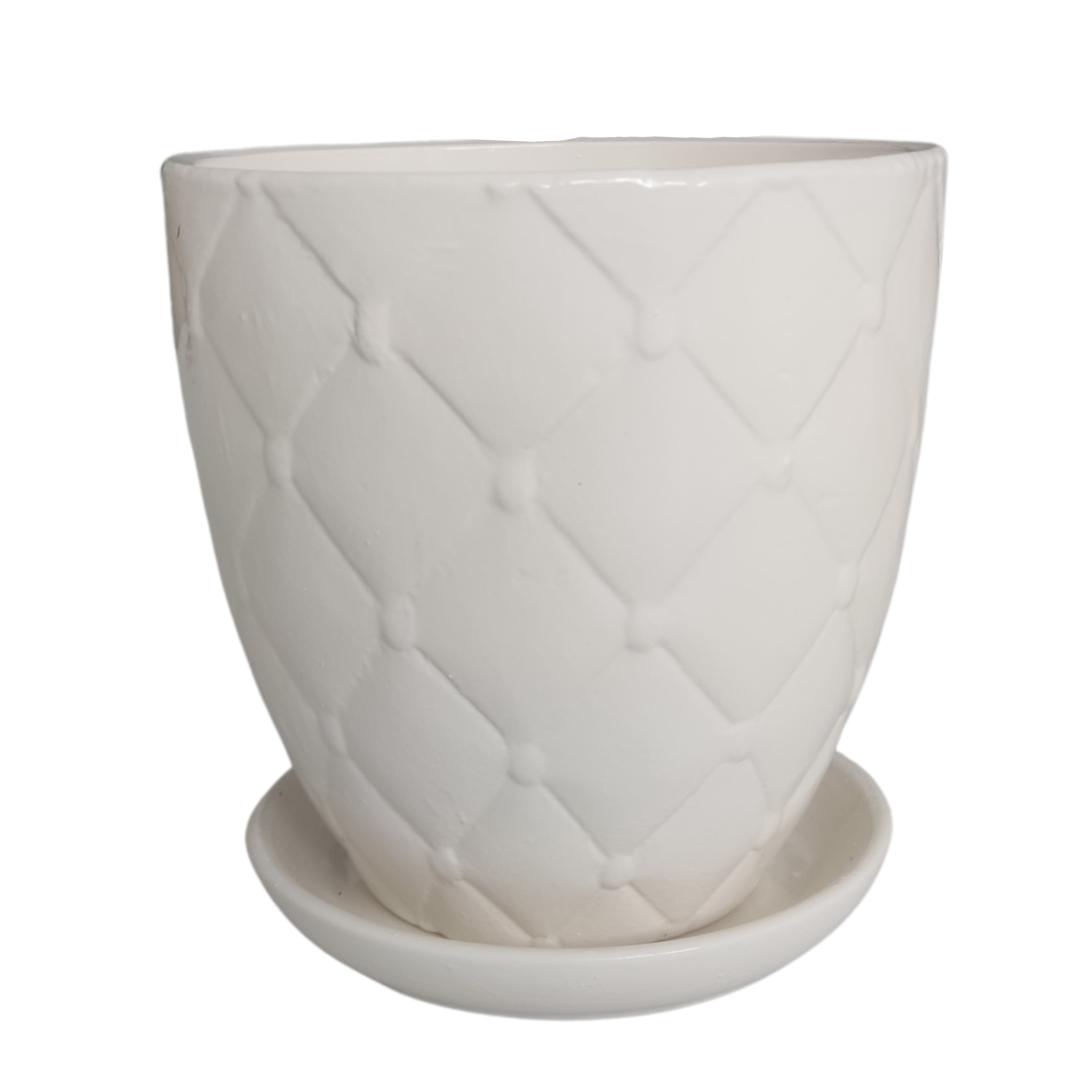 

Doniczka Ze Spodkiem Ceramiczna Ozdobna Biała