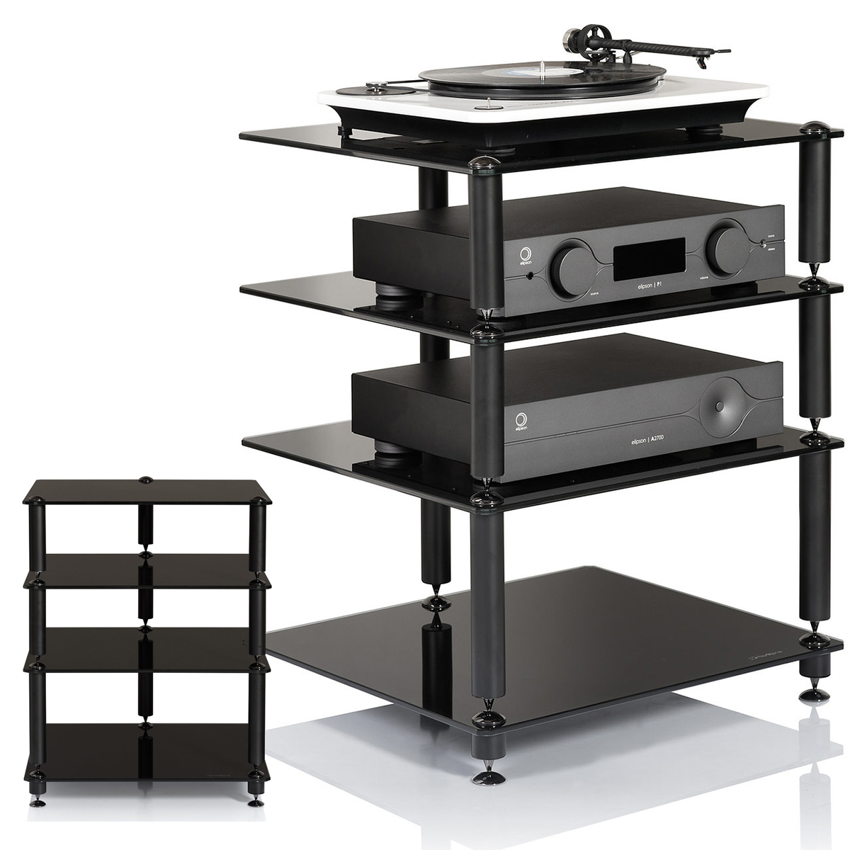 NorStone Bergen 2 Rtv Stolík Hi-Fi Audio 559 x 709 x 500 mm Black Gloss