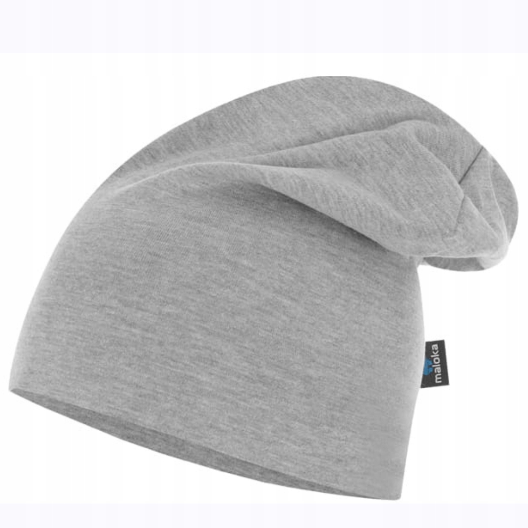 Czapka bawełniana beanie lekka na trening sezon wiosna jesień szara