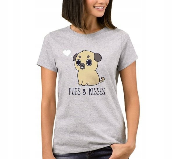 

T-shirt Koszulka Pugs & Kisses Pug Mops Xs