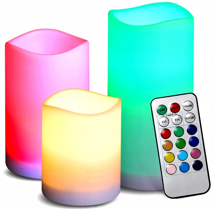 

Świeczki lampki świece led rgb pilot 3szt