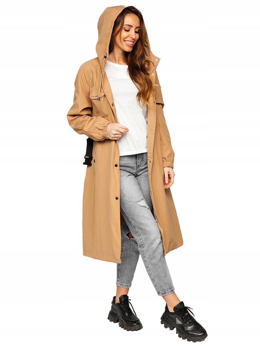 Dlouhý Kabát S Kapucí Hnědý AG5019 DENLEY_2XL